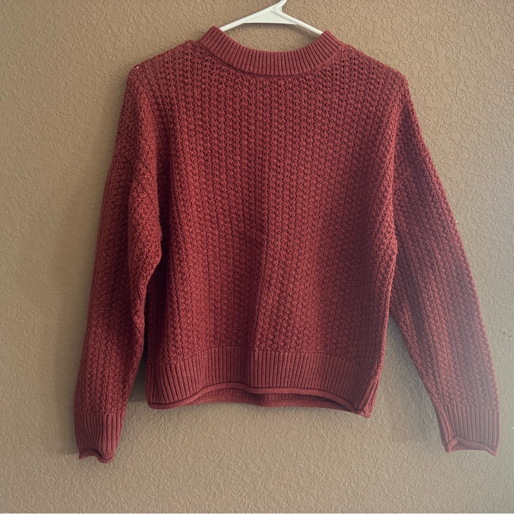 Universal Thread Cozy Knit Pullover Maroon Crewne… - image 1